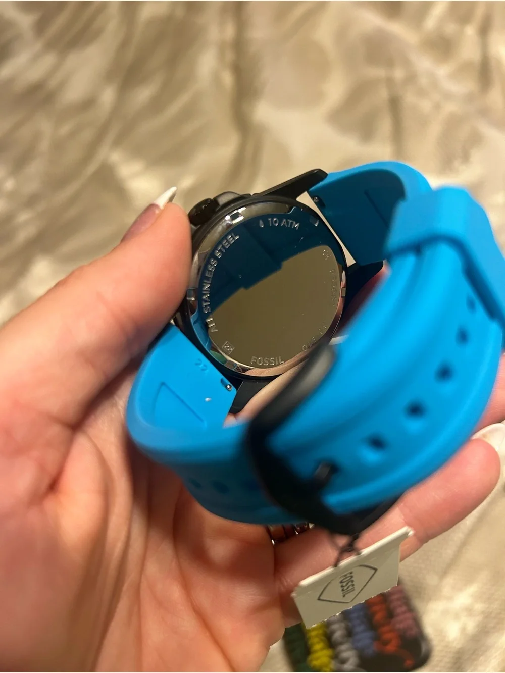 Fossil FB-01 FS5682 Neon Blue Dive Watch NWT